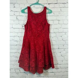 Speechless Red Lace Party Dress Sleeveless Fit & Flare Large‎ V-back dress